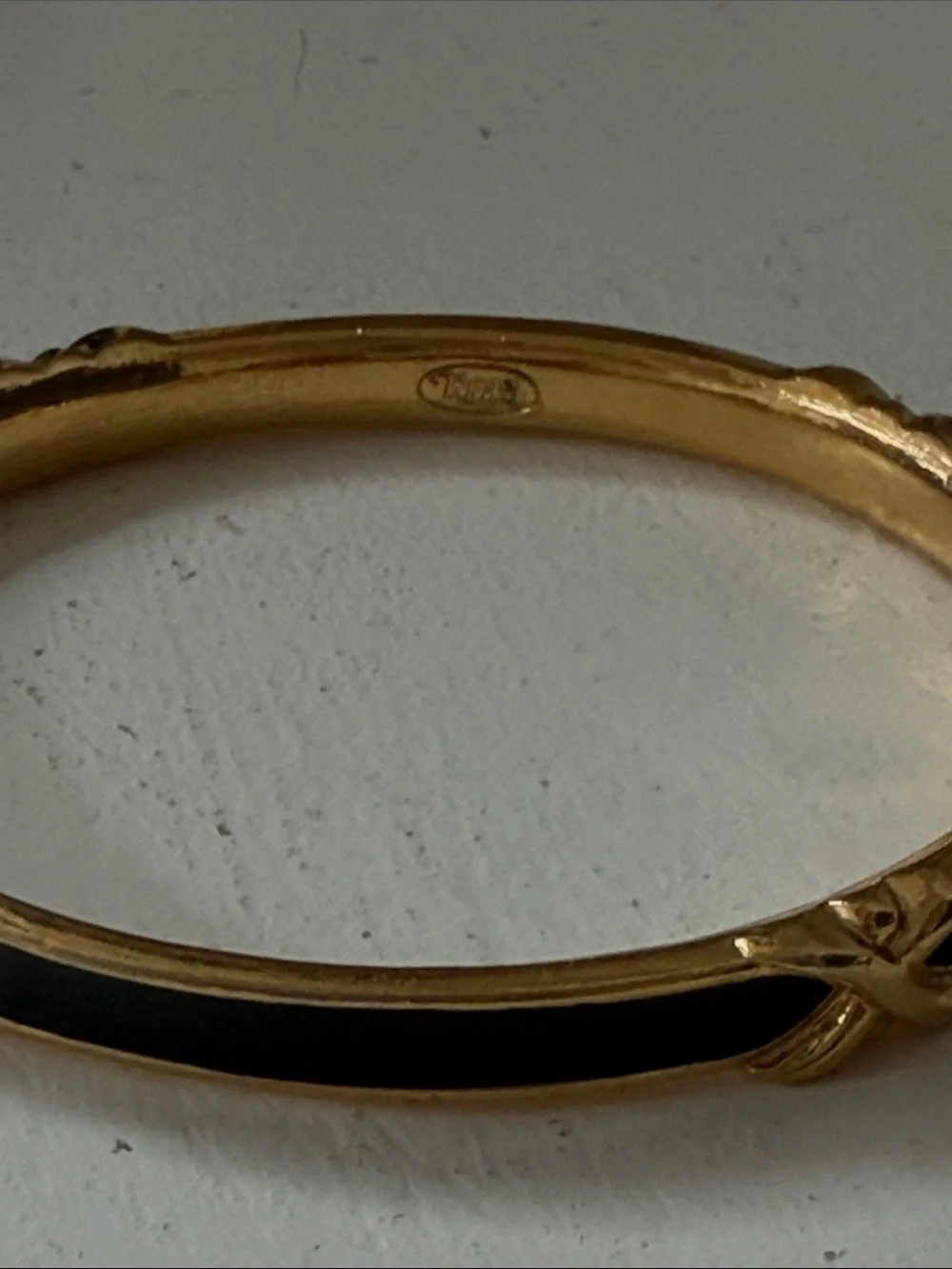 CrownTrifari Gold-Tone Bracelet with Black Enamel Band